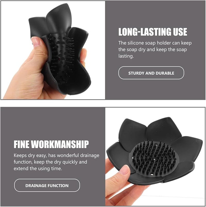 Lotus Leaf Design Silicone Soap Holder with Draining Tray for Bathroom Kitchen Sink - Image 5